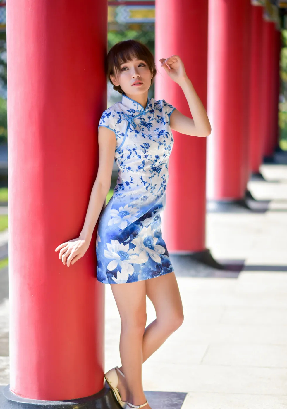 [Mzsock] NO.189 Miao Wanyu floral short cheongsam with high heels and beautiful legs street photography#[68P]-42