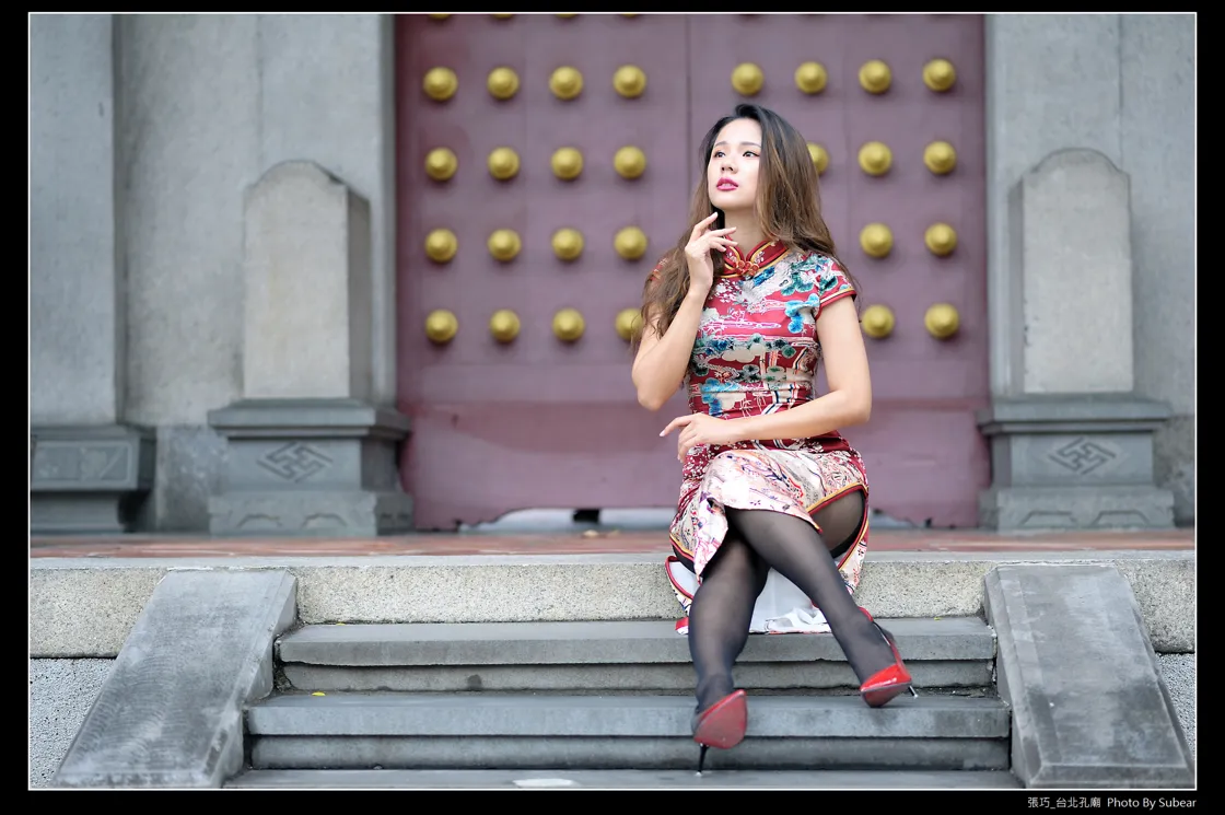 [Mzsock] NO.098 Zhang Qiao cheongsam black silk high heels beautiful legs street photography#[54P]-13